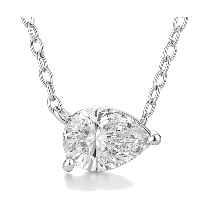 Renata pendant in 14K white gold with a pear-cut lab-grown diamond