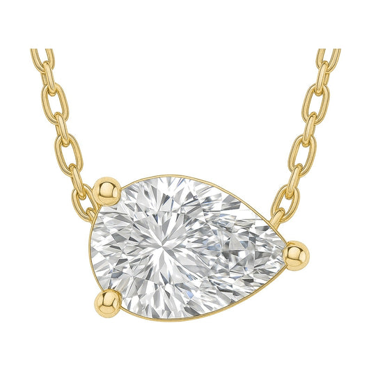 Renata pendant in 14K yellow gold with a pear-cut lab-grown diamond