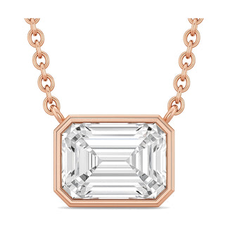 Rhea pendant in 14K rose gold with an emerald-cut lab-grown diamond
