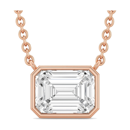 Rhea pendant in 14K rose gold with an emerald-cut lab-grown diamond
