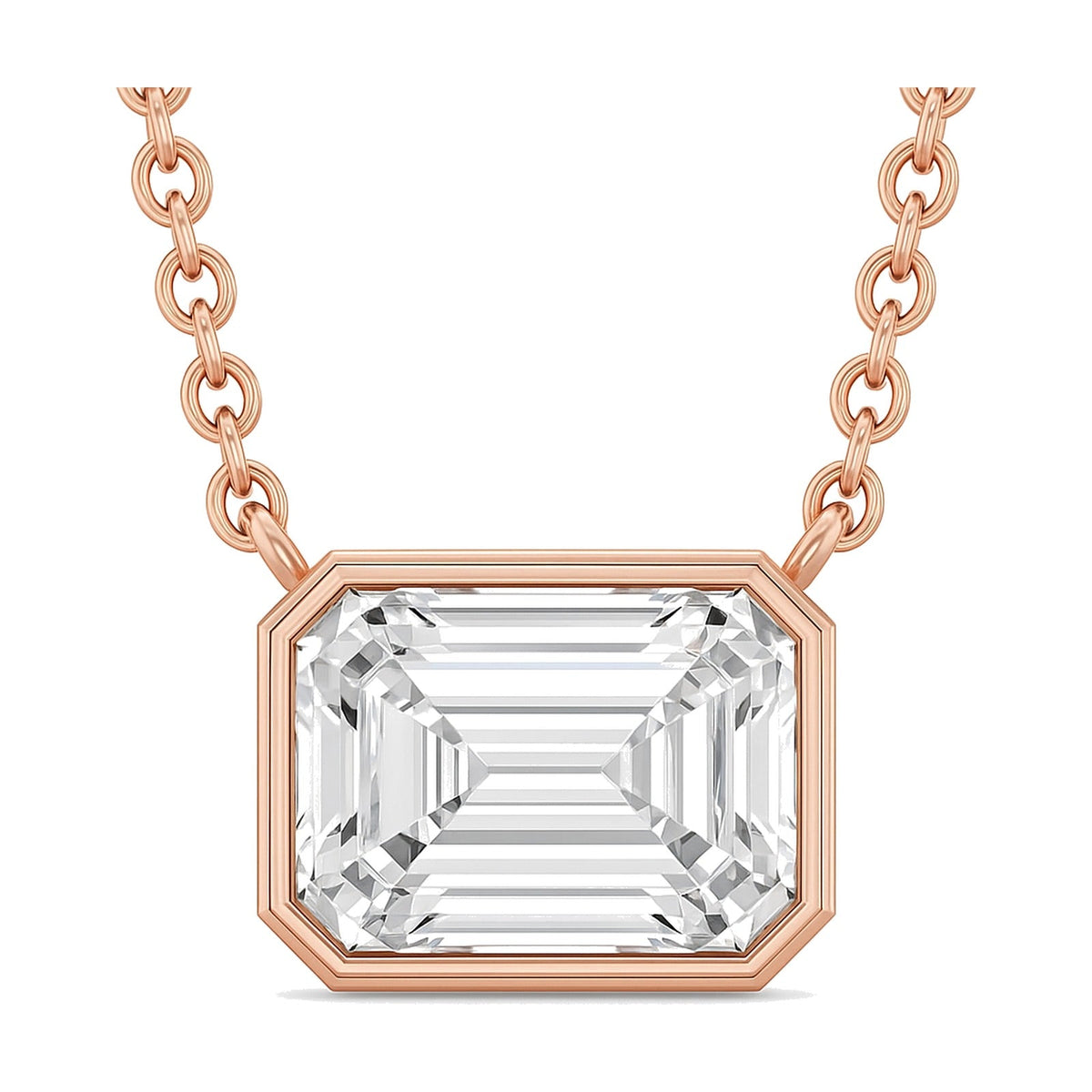 Rhea pendant in 14K rose gold with an emerald-cut lab-grown diamond