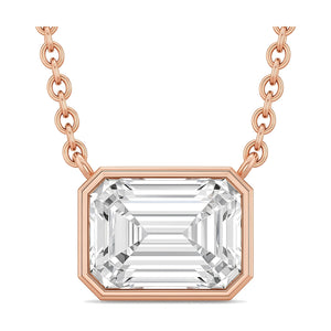 Rhea pendant in 14K rose gold with an emerald-cut lab-grown diamond