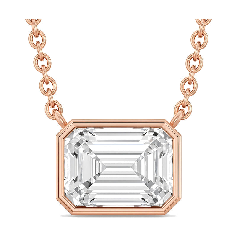 Rhea pendant in 14K rose gold with an emerald-cut lab-grown diamond