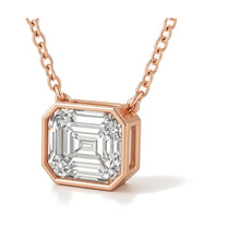 Rhea pendant in 14K rose gold with an emerald-cut lab-grown diamond