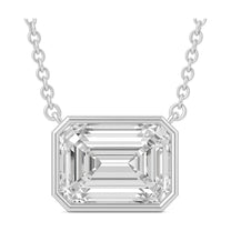 Rhea pendant in 14K white gold with an emerald-cut lab-grown diamond