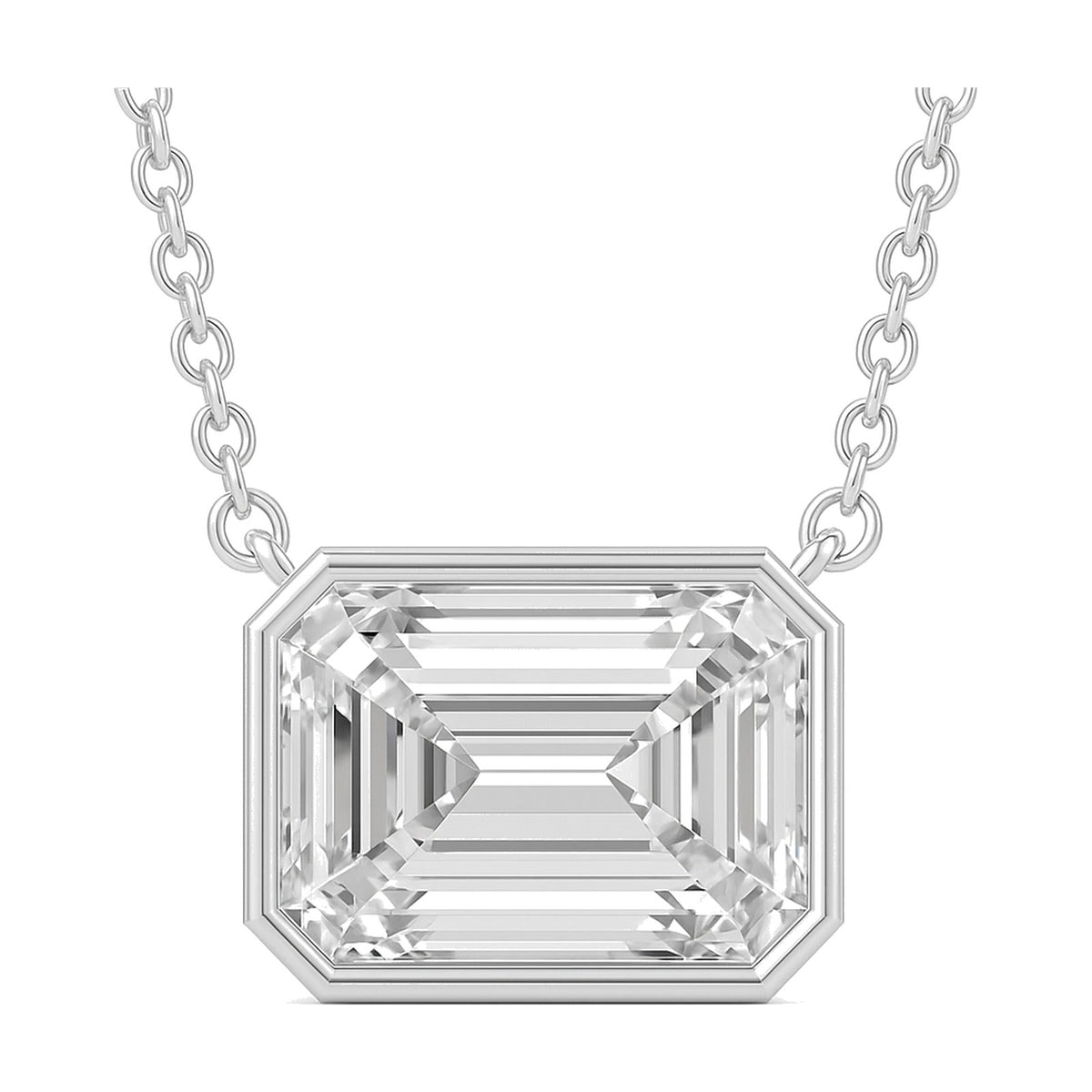Rhea pendant in 14K white gold with an emerald-cut lab-grown diamond