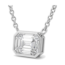 Rhea pendant in 14K white gold with an emerald-cut lab-grown diamond