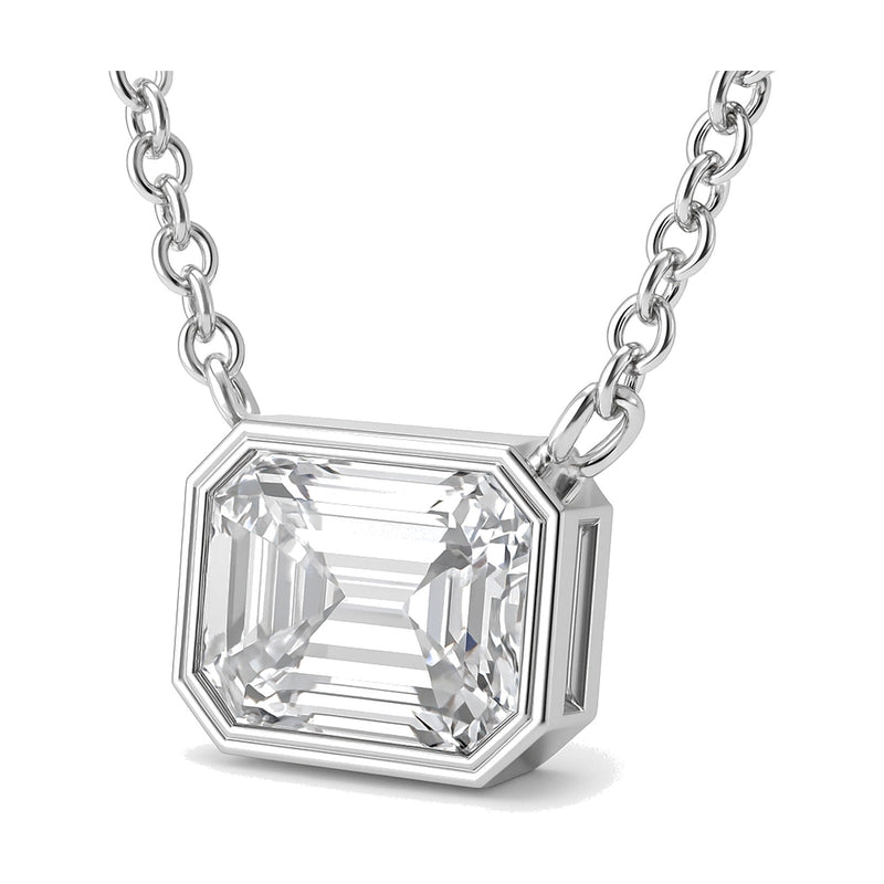 Rhea pendant in 14K white gold with an emerald-cut lab-grown diamond