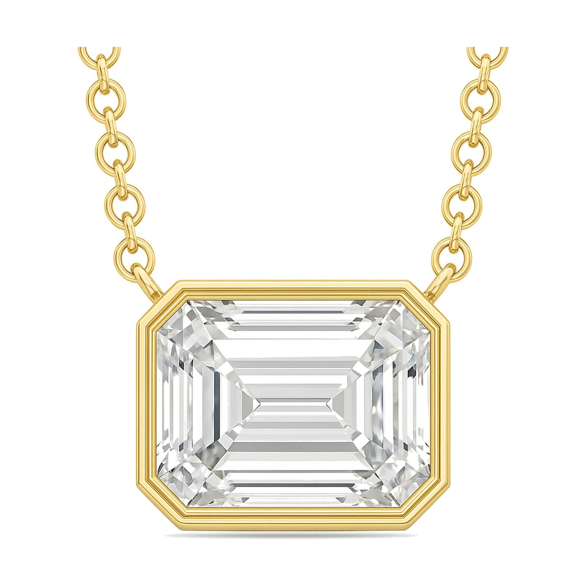 Rhea pendant in 14K yellow gold with an emerald-cut lab-grown diamond
