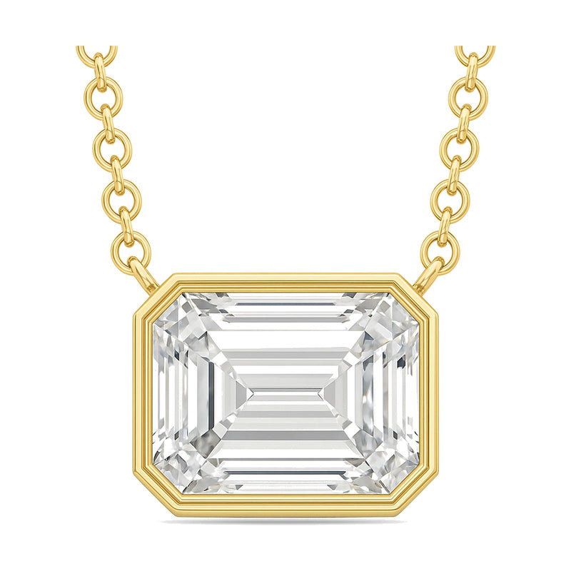 Rhea pendant in 14K yellow gold with an emerald-cut lab-grown diamond