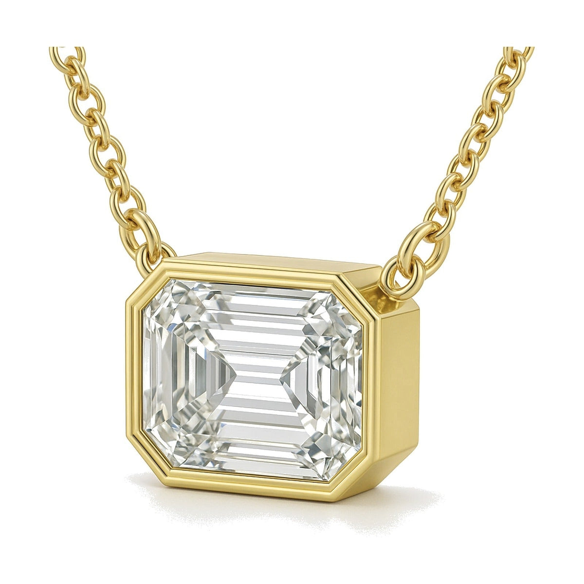 Rhea pendant in 14K yellow gold with an emerald-cut lab-grown diamond