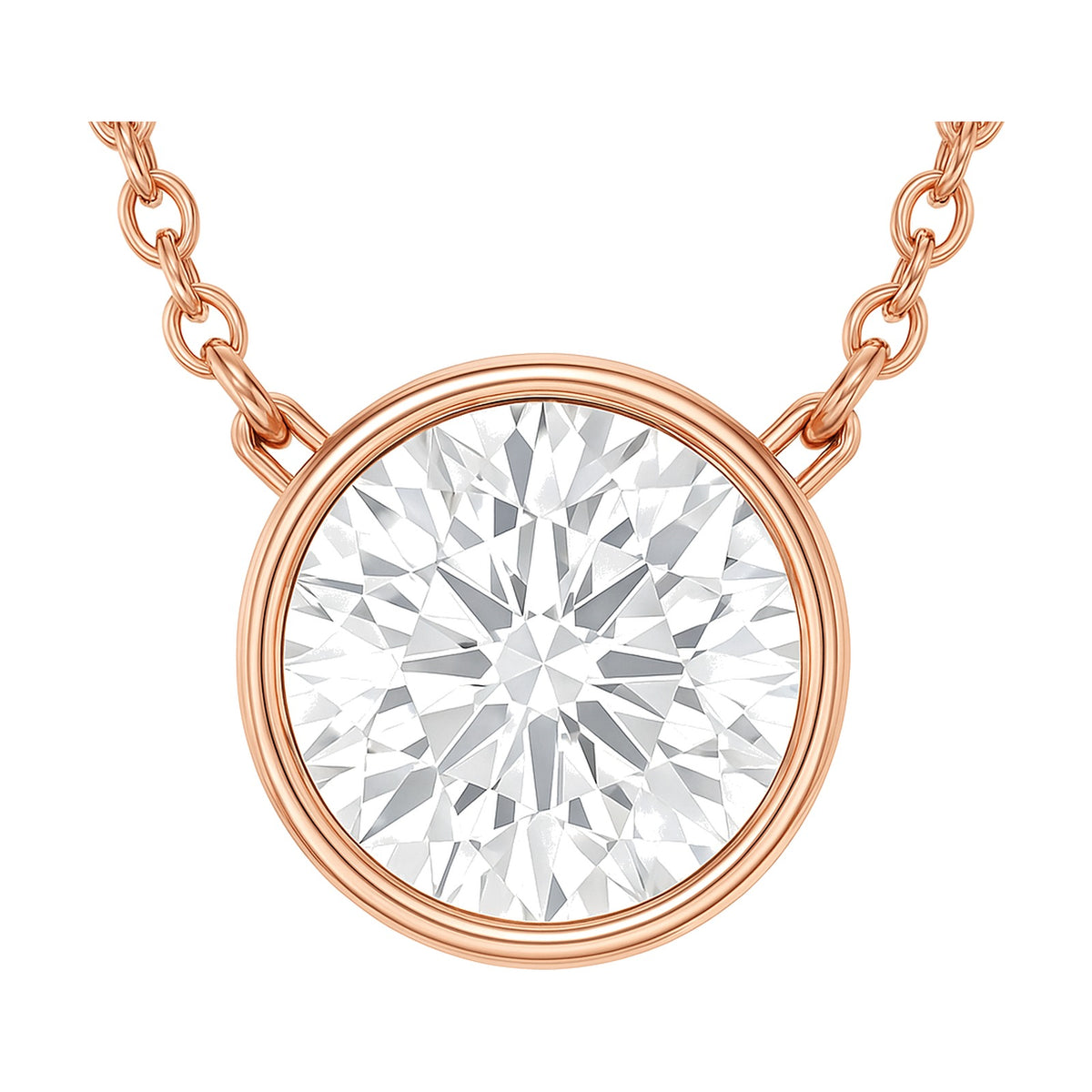Rosa pendant in 14K rose gold with a round-cut lab-grown diamond