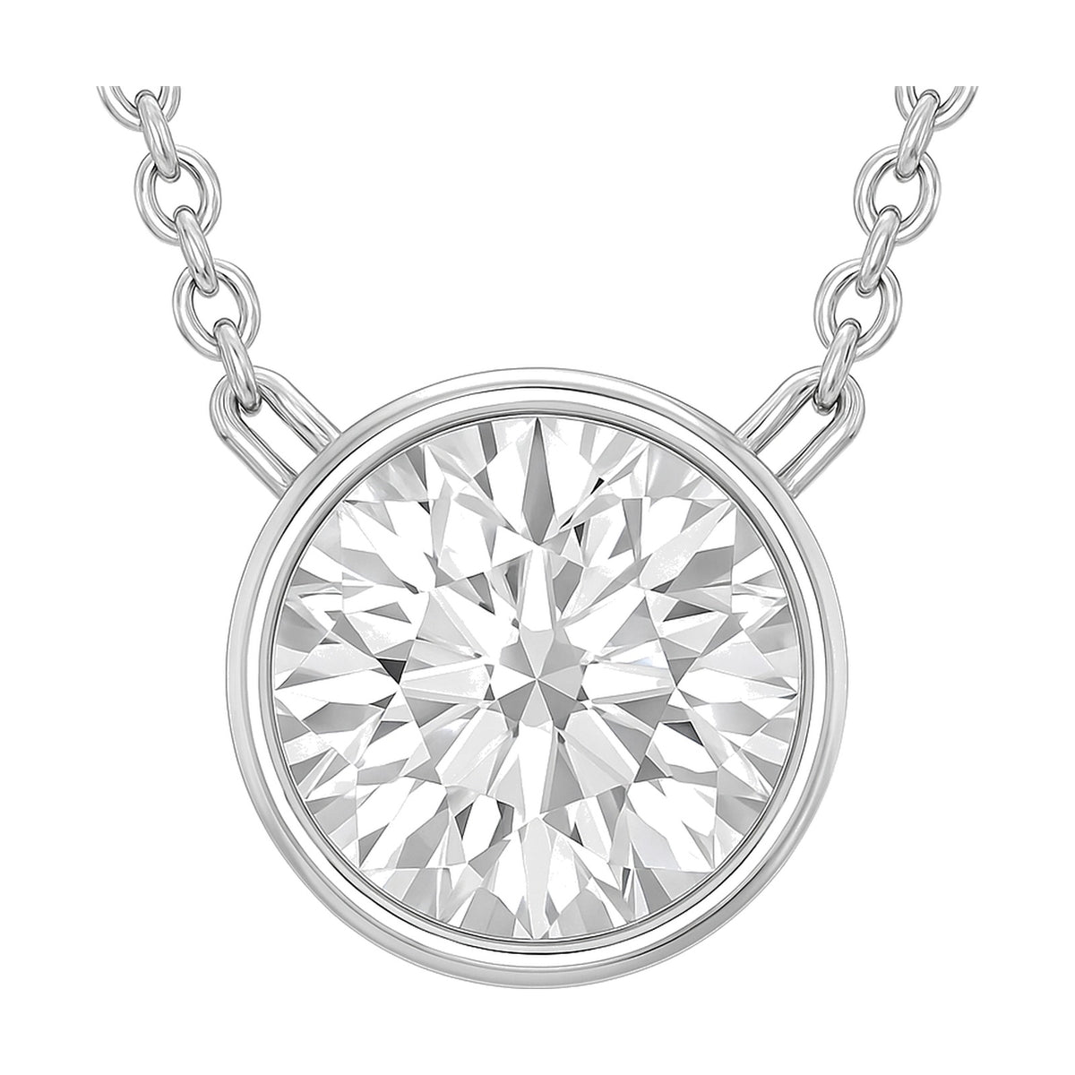 Rosa pendant in 14K white gold with a round-cut lab-grown diamond