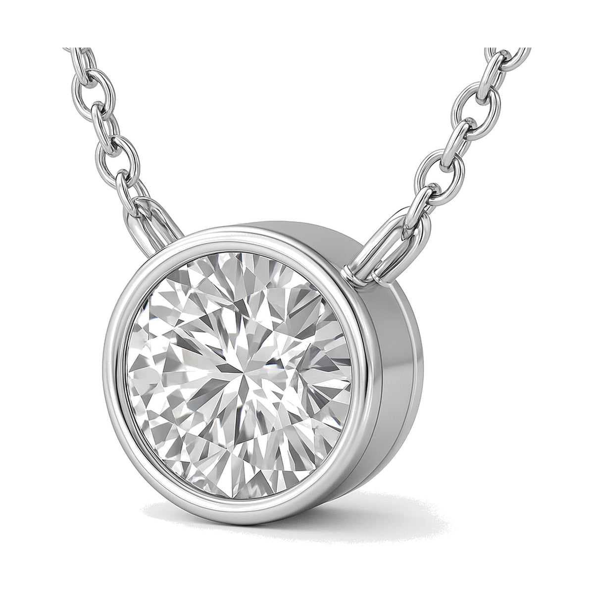 Rosa pendant in 14K white gold with a round-cut lab-grown diamond