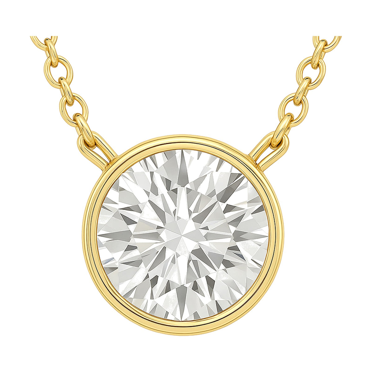 Rosa pendant in 14K yellow gold with a round-cut lab-grown diamond