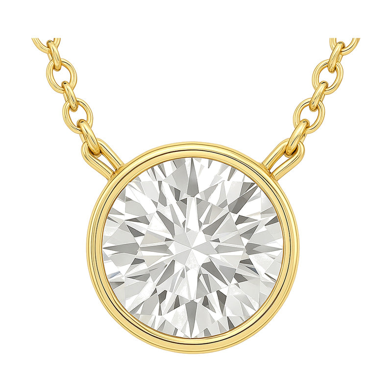Rosa pendant in 14K yellow gold with a round-cut lab-grown diamond