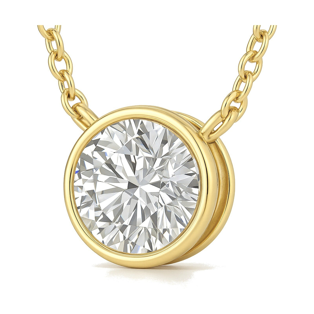 Rosa pendant in 14K yellow gold with a round-cut lab-grown diamond