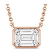 Roxane pendant in 14K rose gold with an emerald-cut lab-grown diamond