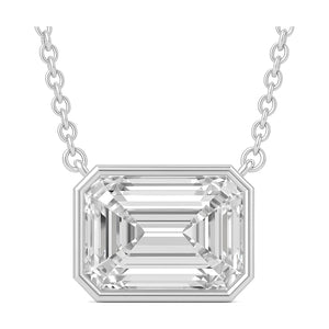 Roxane pendant in 14K white gold with an emerald-cut lab-grown diamond