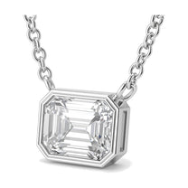 Roxane pendant in 14K white gold with an emerald-cut lab-grown diamond