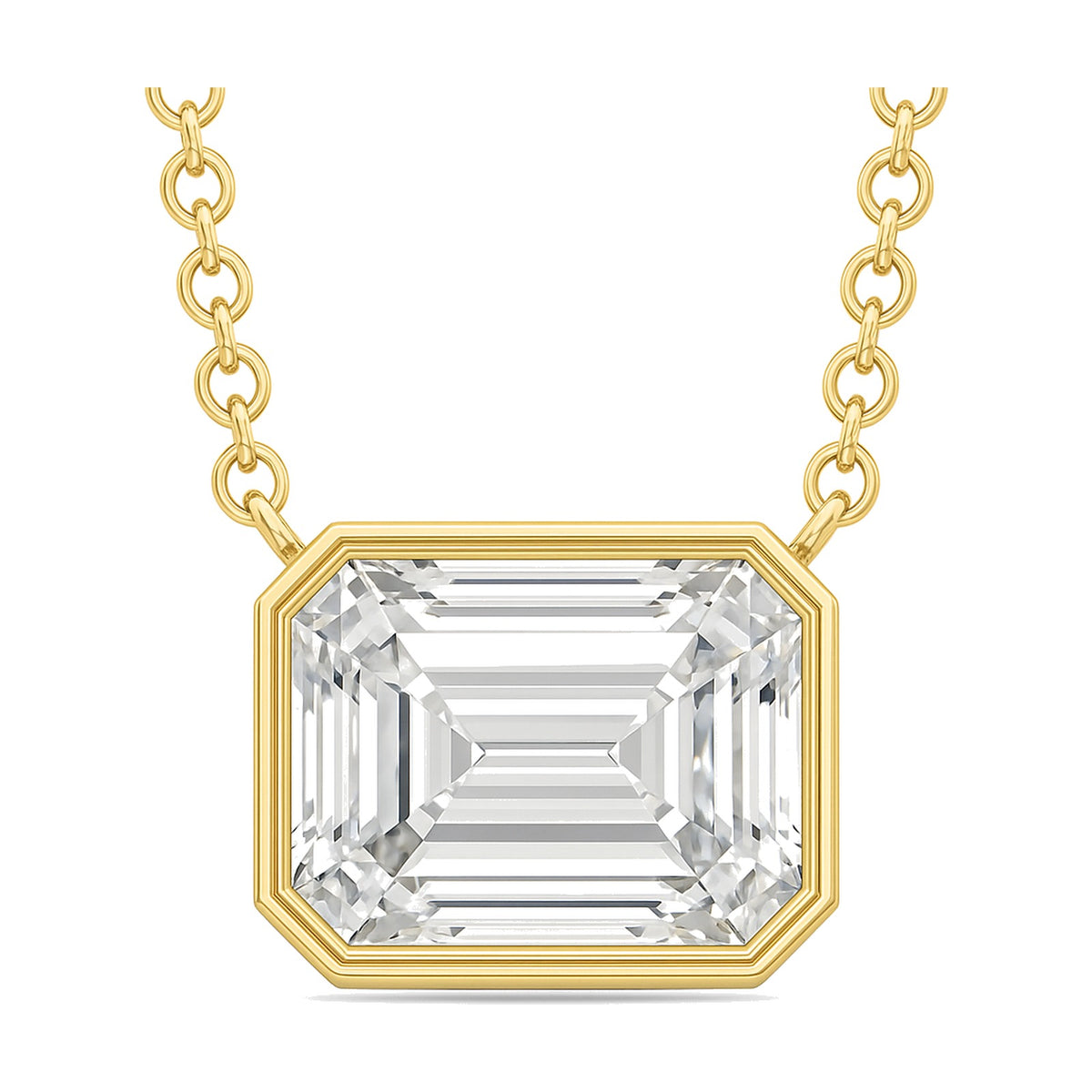 Roxane pendant in 14K yellow gold with an emerald-cut lab-grown diamond