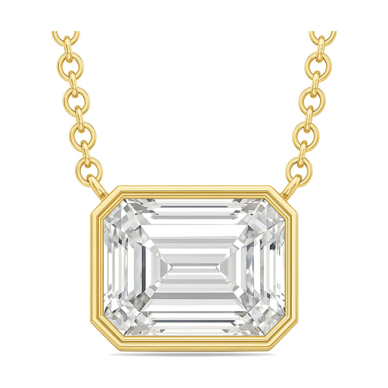 Roxane pendant in 14K yellow gold with an emerald-cut lab-grown diamond