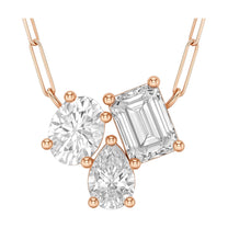 Sasha pendant in 14K rose gold with an emerald-cut lab-grown diamond