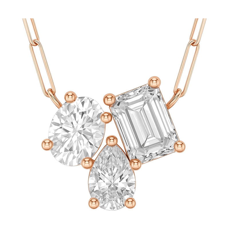 Sasha pendant in 14K rose gold with an emerald-cut lab-grown diamond