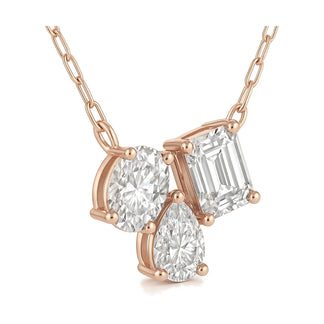 Sasha pendant in 14K rose gold with an emerald-cut lab-grown diamond