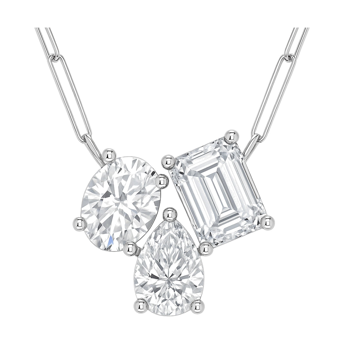 Sasha pendant in 14K white gold with an emerald-cut lab-grown diamond