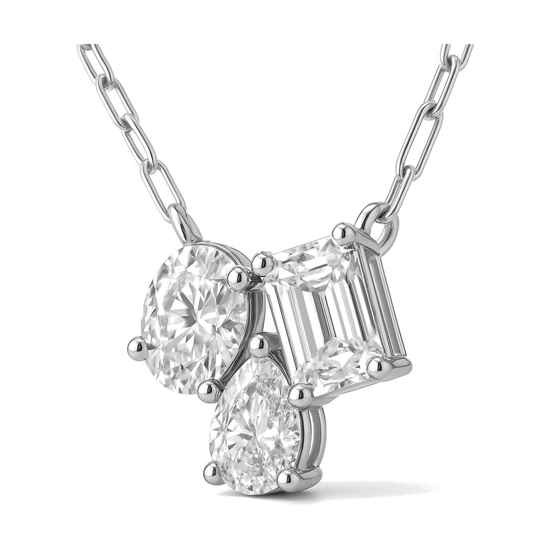 Sasha pendant in 14K white gold with an emerald-cut lab-grown diamond