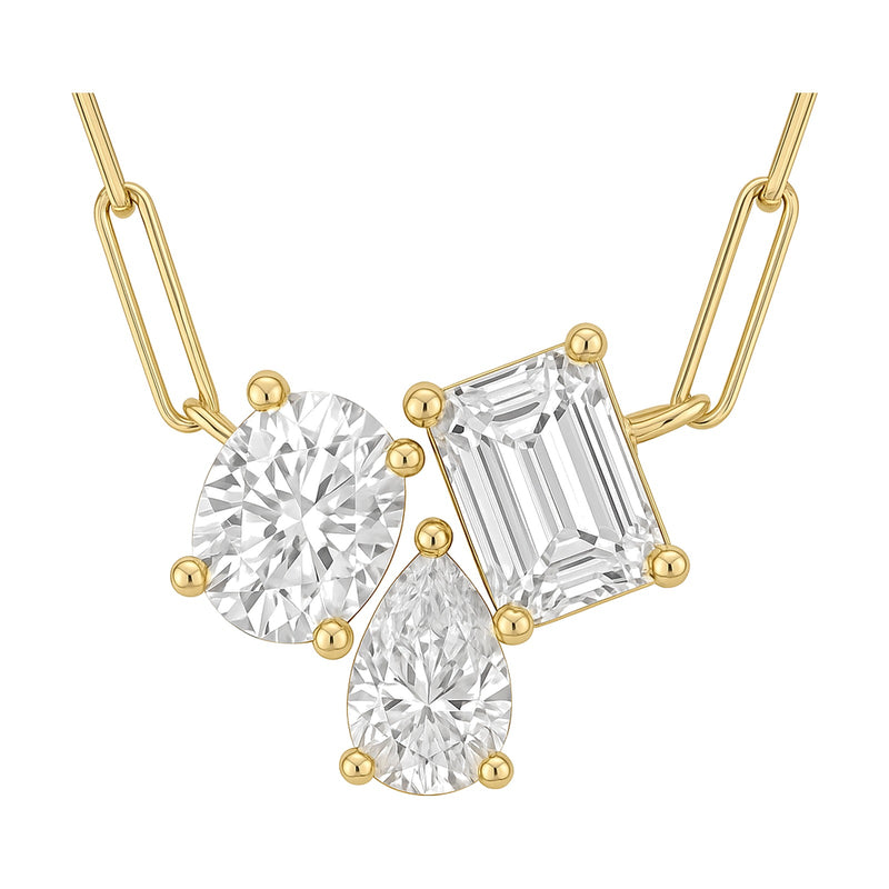 Sasha pendant in 14K yellow gold with an emerald-cut lab-grown diamond