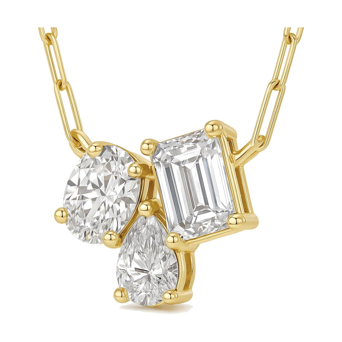 Sasha pendant in 14K yellow gold with an emerald-cut lab-grown diamond