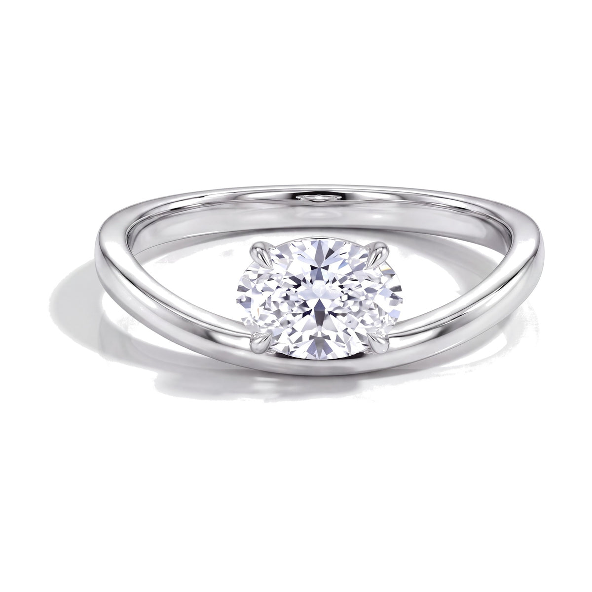 Serena ring in 14K white gold with an oval-cut lab-grown diamond