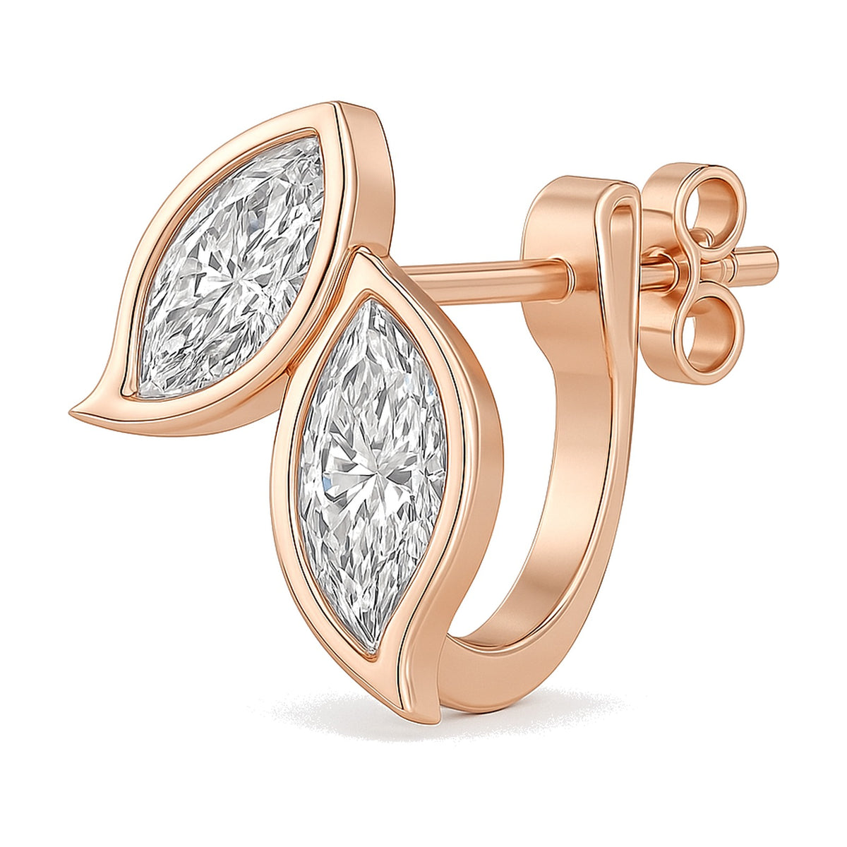 Sylvie earrings in 14K rose gold with a marquise-cut lab-grown diamond