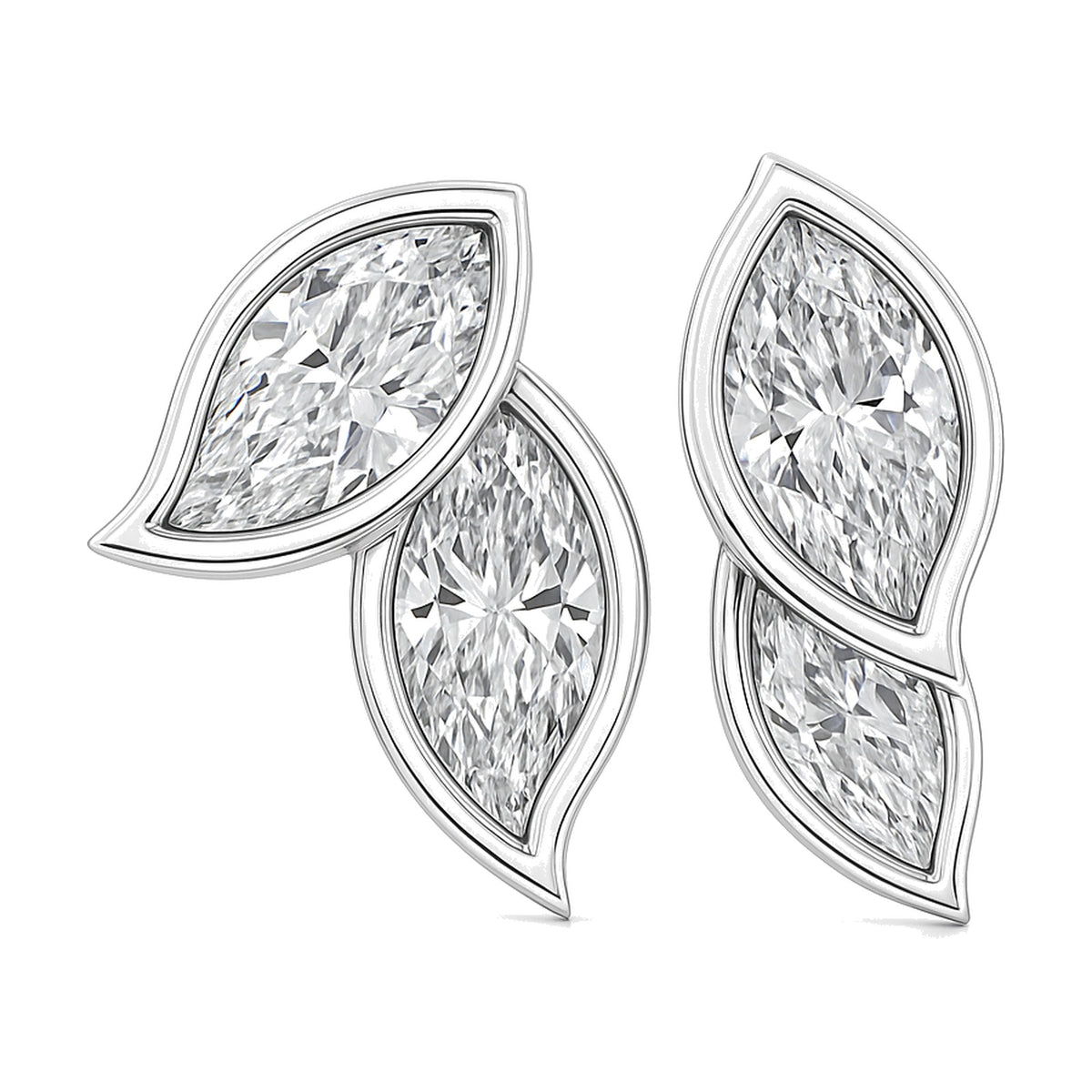 Sylvie earrings in 14K white gold with a marquise-cut lab-grown diamond