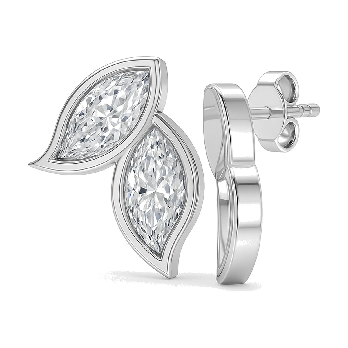 Sylvie earrings in 14K white gold with a marquise-cut lab-grown diamond