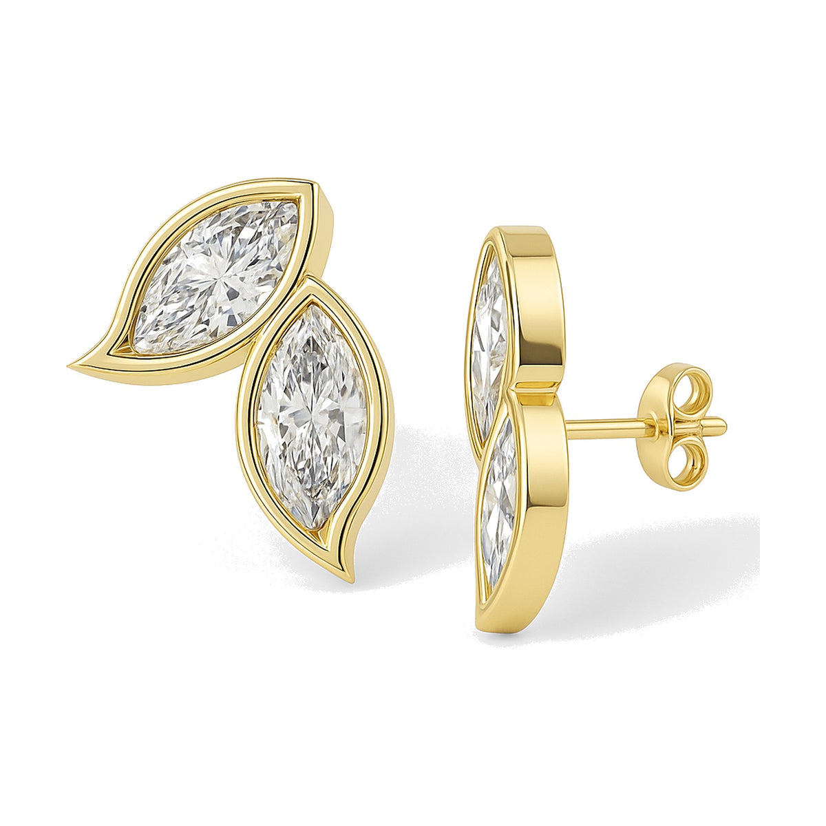 Sylvie earrings in 14K yellow gold with a marquise-cut lab-grown diamond