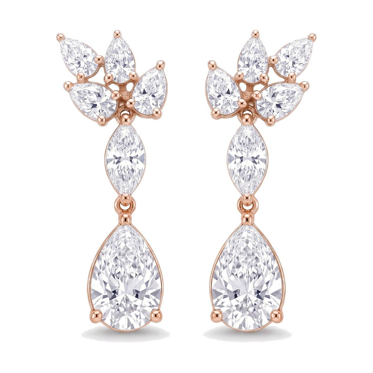 Tessa earrings in 14K rose gold with a pear-cut lab-grown diamond