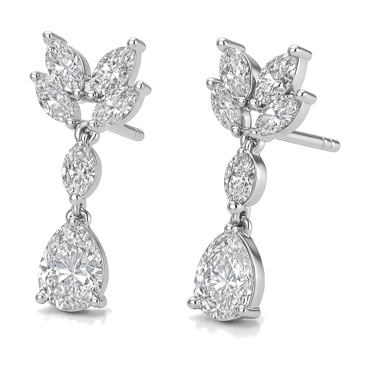 Tessa earrings in 14K white gold with a pear-cut lab-grown diamond