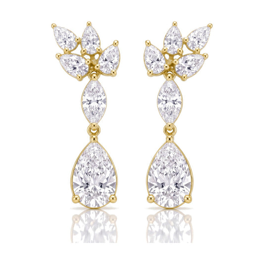 Tessa earrings in 14K yellow gold with a pear-cut lab-grown diamond