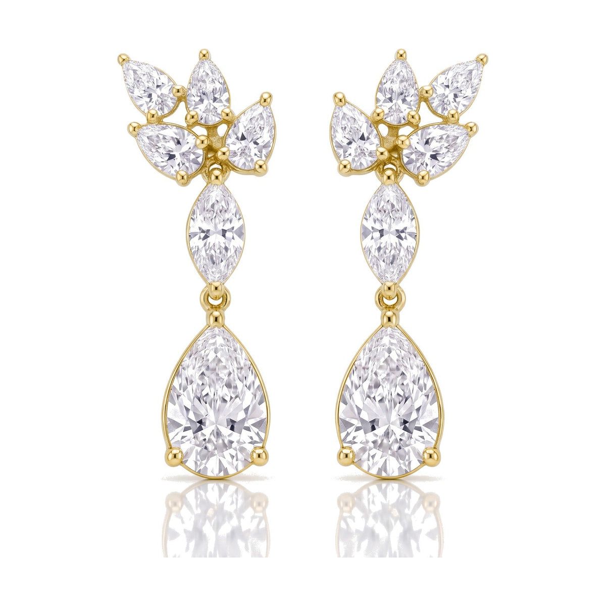 Tessa earrings in 14K yellow gold with a pear-cut lab-grown diamond