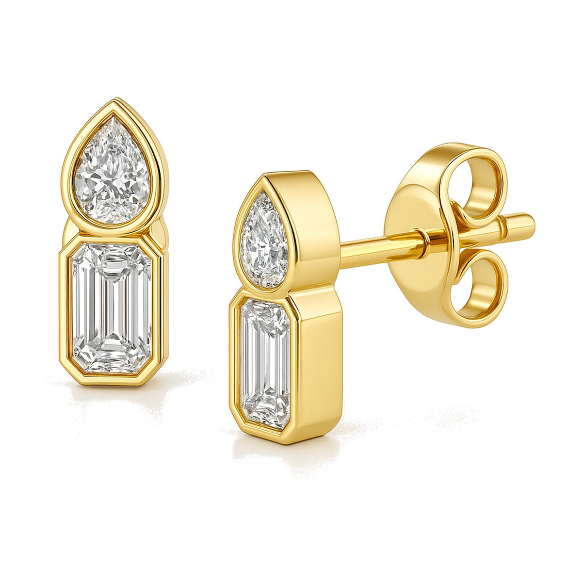 Valentina earrings in 14K yellow gold with a lab-grown diamond