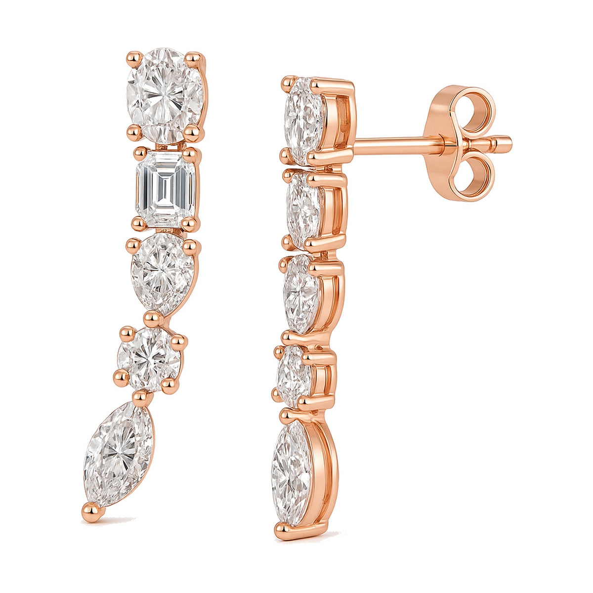 Vanessa earrings in 14K rose gold with a lab-grown diamond