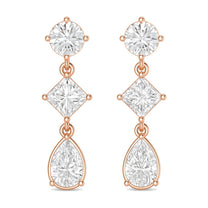 Verona earrings in 14K rose gold with a pear-cut lab-grown diamond