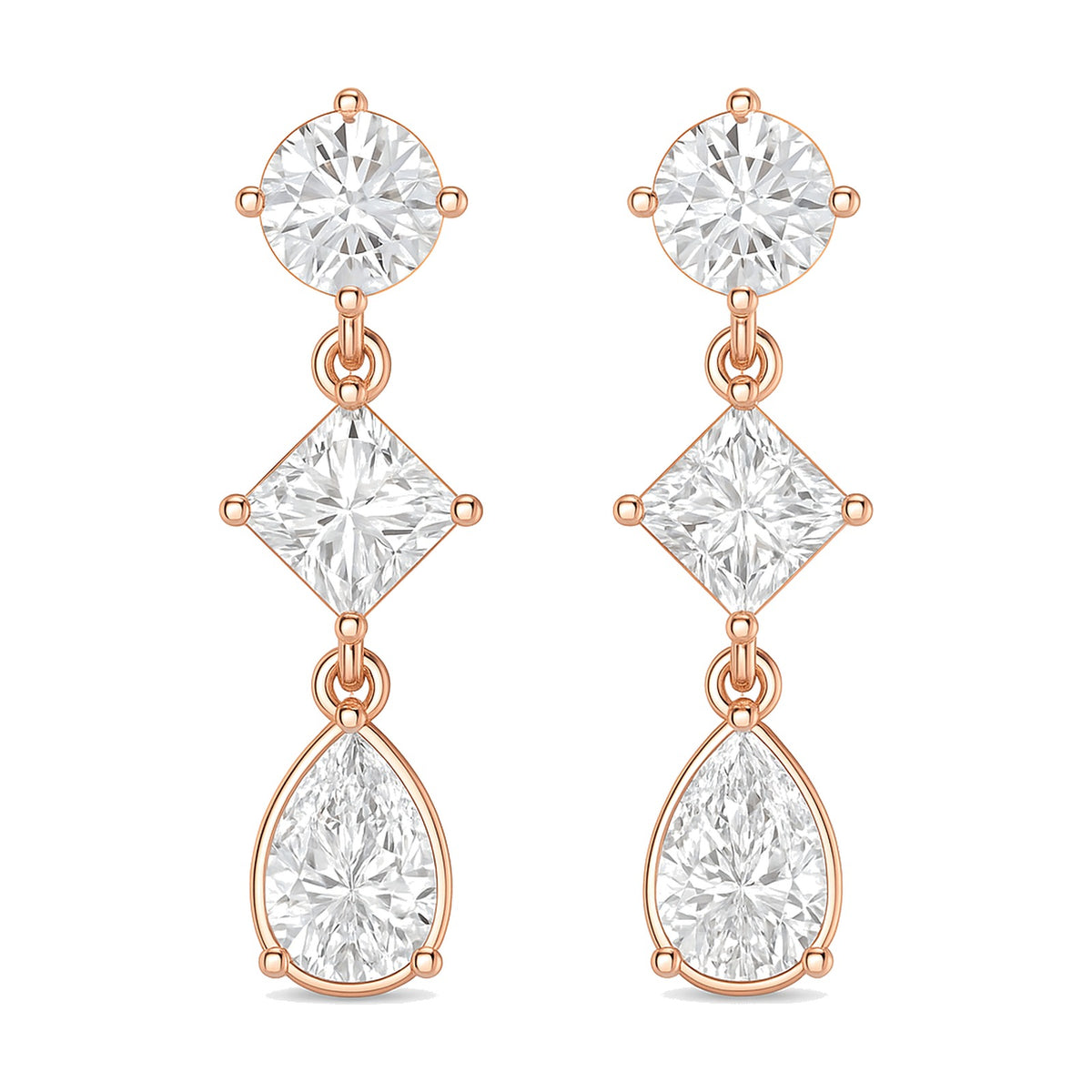 Verona earrings in 14K rose gold with a pear-cut lab-grown diamond