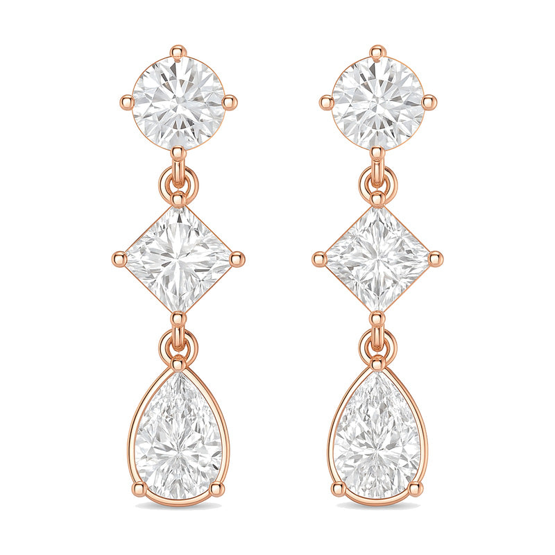Verona earrings in 14K rose gold with a pear-cut lab-grown diamond