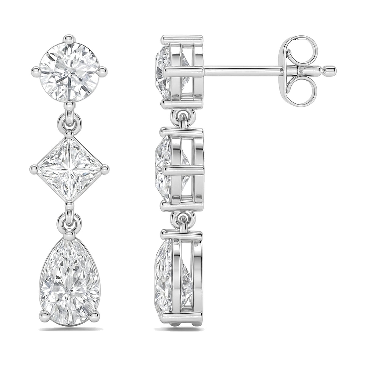 Verona earrings in 14K white gold with a pear-cut lab-grown diamond
