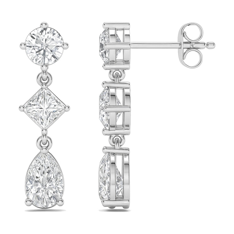 Verona earrings in 14K white gold with a pear-cut lab-grown diamond