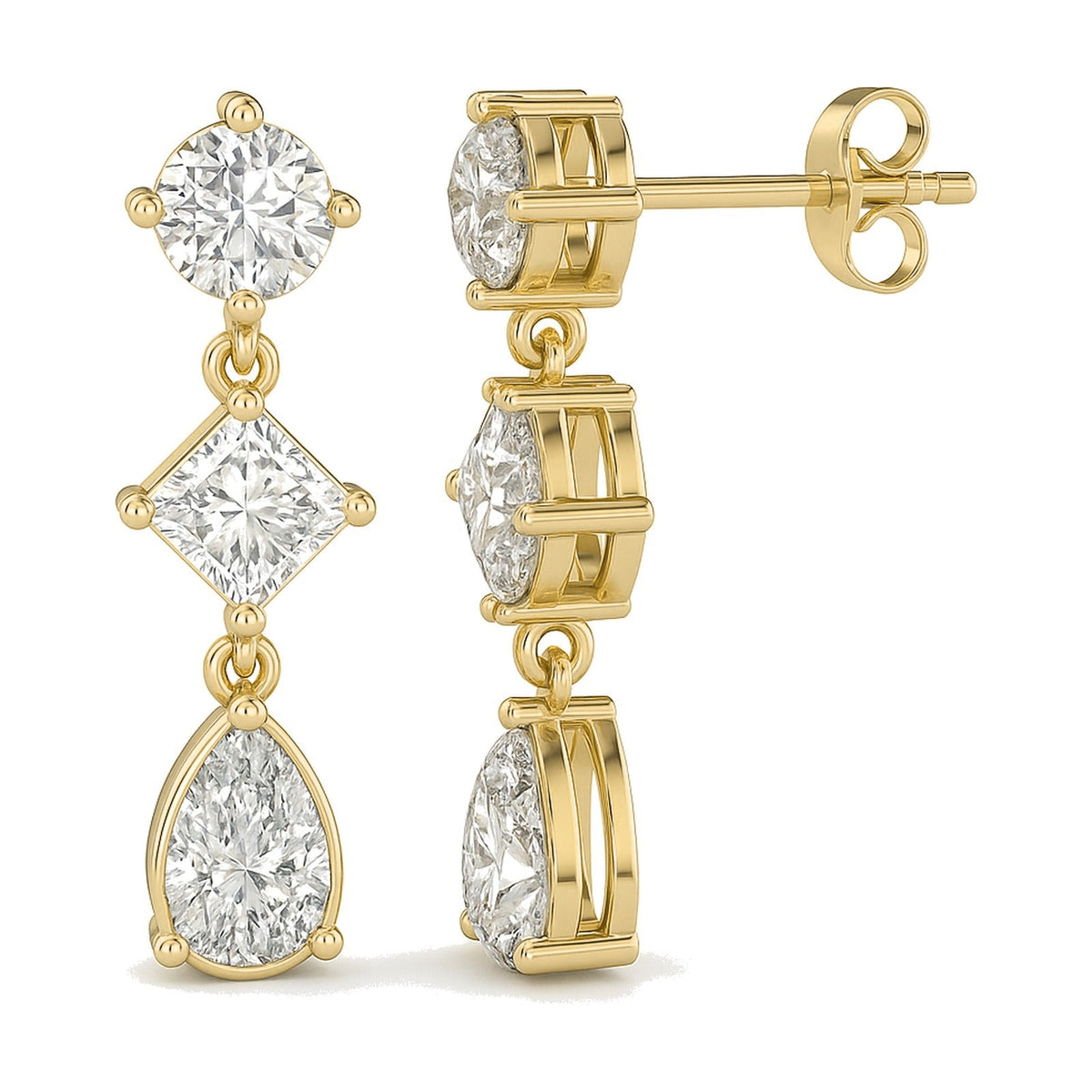 Verona earrings in 14K yellow gold with a pear-cut lab-grown diamond